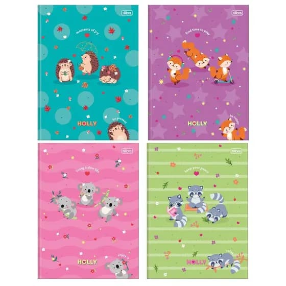Caderno Bichinhos Universitário Brochura Capa Dura 20 x 27,5cm 80 Folhas Tilibra Ensino Fundamental Aulas Fofos