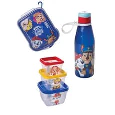Kit 3 Potes para Armazenamento de Alimento Sanduicheira Garrafa Plasútil Patrulha Canina Plasutil Lanche Volta as Aulas