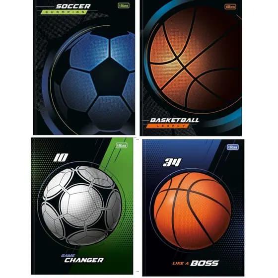Caderno Universitário Brochura Capa Dura Esporte 20 x 27,5 cm 80 Folhas - Tilibra Futebol Bola