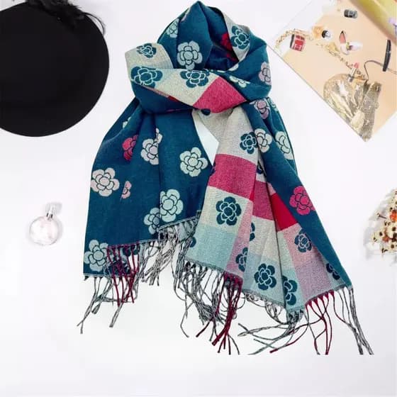 【100%Caxemira Cachecol 300g】Cachecol grosso quente de inverno/lenço de caxemira versátil estampado de cor dupla feminino