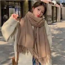 【caxemira Cachecol 250g】Cachecol/Pashmina/Xale De Lã Unissex/Elegante/Cor Lisa/Quente/Flexível Para Inverno