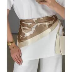 Lenço Feminino de Cetim 90x90 Grande Estampado Quadrado Elegante Multiuso Bandana Moda