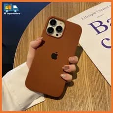 Capa Silicone Marrom Aberto Aveludado Original Para Iphone 11 12 13 14 15 16 17 PRO MAX
