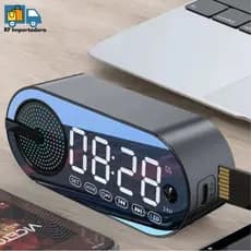Rádio Retro Com Relógio Despertador Exibição De Hora Bluetooth Portátil Espelho USB