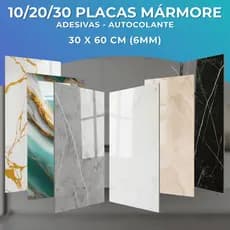 KIT 10/20/30 Placas Mármore 3d Revestimento De Parede Auto Adesivo Marmore 60x30cm Promoção
