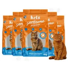 Kit Até 5 Unidades de Areia Sanitária Gatíssimo De 4Kg a 20kg para Gatos – Alto Rendimento
