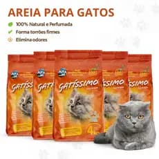 Kit Até 5 Unidades de Areia Sanitaria Higienica Perfumada De 4Kg a 20Kg Gatíssimo Premium