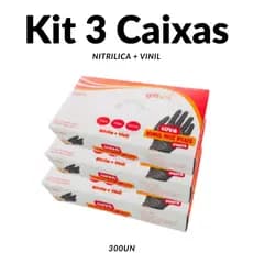 Kit De 1 a 3 Caixas de Luva Nitrilica Com Vinil Preta para Uso Profissional 100 a 300 un - Vinilica