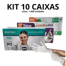 Kit 10 Caixas Luva Látex Com Pó Descartável 1.000 Unidades