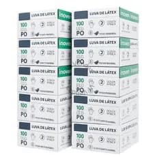 Kit Até 10 Caixas de Luva Látex Descartável Procedimento PP P M G Com Pó 1000 Unidades