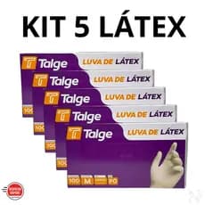 Kit 5 Caixas de Luvas Látex com Pó Resistente Descartável 500 Unidades