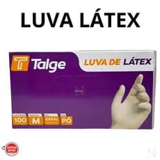 Luva de Látex com Pó Descartável Caixa com 100 Unidades Uso Profissional e Doméstico