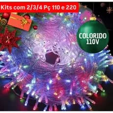 Kits com 2/3/4 Pisca Pisca Decoração De Natal Colorido 8 Funções - 10 Metros 110V/220V