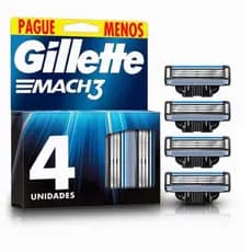 Carga Gillette Mach3 Refil Com 4 Unidades Lâminas De Barbear Original