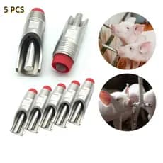 Kit 5 Bebedouro Chupeta Inox Suino Porco Adulto 7cm