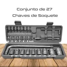 Kit Jogo De Ferramentas Soquetes 27 Peças Cromo Vanádio Completo Titanium
