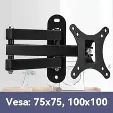 Suporte Tv Tri Articulado Lcd Led Plasma 10 A 26 / 32 A 55 Pol Para Parede VESA 75x75mm/100x100mm