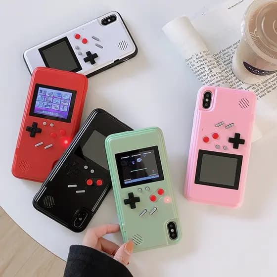 Capa Gameboy Phone Shell Para iPhone 14 11 12 13 14 15 pro max Case Tela Colorida Coque x xr xsmax 7 8 Mais maxBack