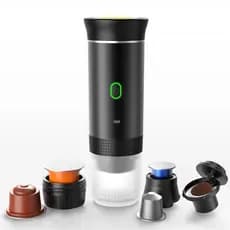 Máquina de Café Espresso Elétrica Portátil Sem Fio para Carro e Casa, Cafeteira 3 em 1 para Cápsulas e Pó, Cafeteira de