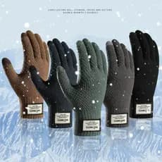 Luvas de Inverno Masculinas de Tricô, Luvas de Ciclismo com Tela Sensível ao Toque, Luvas Espessas e Quentes de Lã Cashm