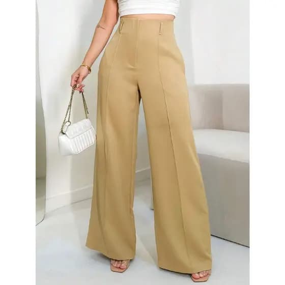Calça Feminina Alfaitaria Pantalona Estilosa Tendencia Calça Feminina P M G