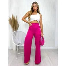 Calça Cargo Feminina Pantalona Com Bolsos Cintura Alta Moda Casual Streetwear