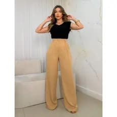 Calça Pantalona Alfaiataria Social Feminina