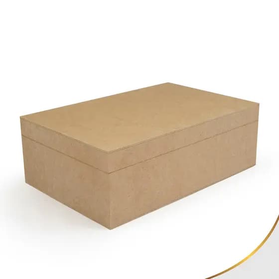 Caixa Lisa Retangular Com Dobradiça 30x20x10 em Mdf Cru