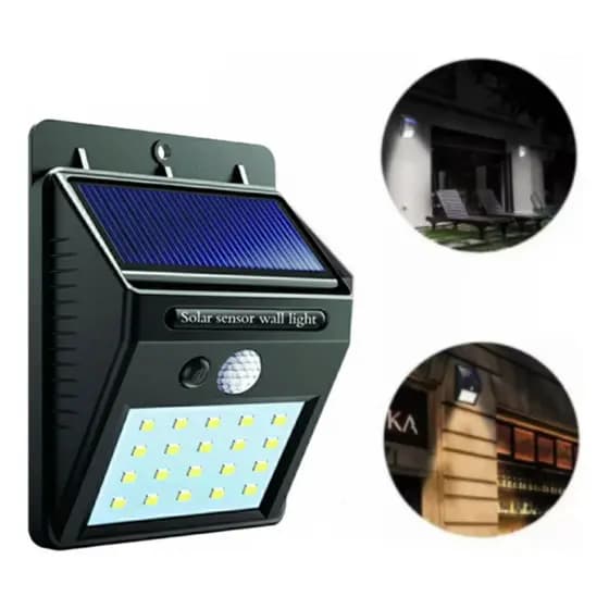Luminária Solar 20 LEDs Com Sensor De Movimento Altomex AL Iluminação Externa Jardim Parede
