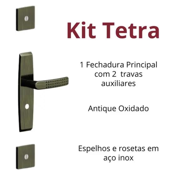 Kit Fechadura Tetra Grazia 3 Peças 3F Maçaneta Alavanca