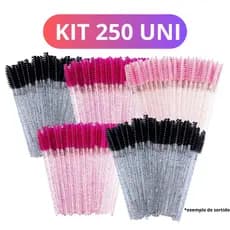 Kit 250 Escovinhas De Cílios Sobrancelha Glitter Extensão e Alongamento Descartável moda