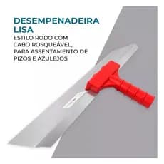 Desempenadeira Rodo Lisa de Aço Com Suporte Universal Fixo 48x12cm
