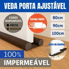 Veda Porta Protetor Rolinho 80, 90 e 100 Cm Impermeável Proteção Dupla Preto e Marrom