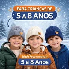 Touca Infantil Masculina 5 a 8 Anos Forrada Pelúcia Gorro de Inverno Menino Várias Cores