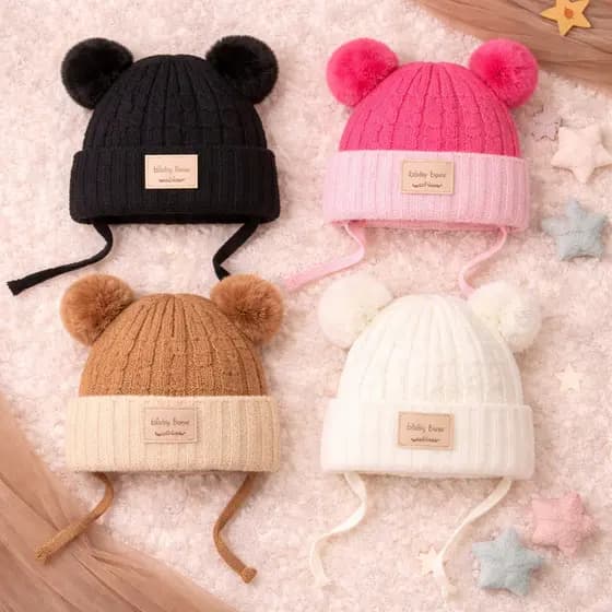 Touca Pelucia Boina Baby Bebê Unissex Inverno Forrada Infantil 2 Anos PomPom Pelucia