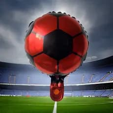 10 Balão metalizado Bola De Futebol Centro De mesa Vermelha e Preta + Varetas 33cm