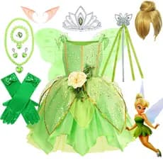 Meninas Tinker Bell Vestido De Princesa Flor Fada Traje Crianças Festa Aniversário Roupas Vestidos Elfo