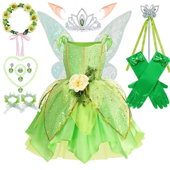 Vestido De Princesa Para Meninas , Fantasia De Sino Tinker , Roupas De Festa De Aniversário Infantil , Vestidos De Elfo
