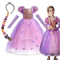 Crianças Rapunzel Traje Meninas Festa De Aniversário Luxo Vestido De Princesa