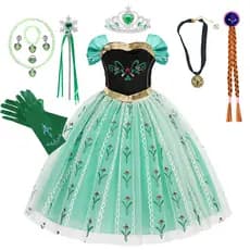 2026 Novo Vestido De Princesa Anna Para Meninas Vestidos De Festa De Aniversário Baile Fantasia De Halloween Infantil