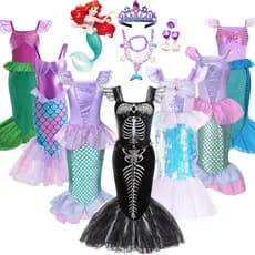 Pequena Sereia Vestido De Princesa Para Crianças Menina Carnaval Festa De Aniversário Traje Ariel Cosplay Roupas