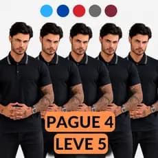 Kit 5 Camisa Gola Polo Masculina Com Bolso Algodão Casual Social Blusa Camiseta Plus Size