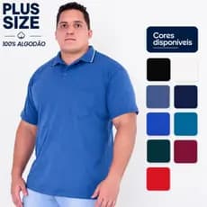 Camiseta Plus Size Masculina Gola Polo Algodão fria Com Bolso Camisa Camiseta Masculina