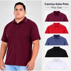 Camisa Plus Size Masculina Gola Polo Algodão Fria Bolso Camiseta Masculina