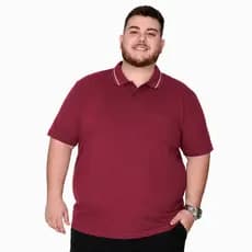Kit 2 Camisetas Masculina Polo Bordado Plus Size G1 Preto Vermelho Algodão Camisas Casual