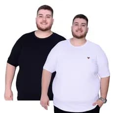 Kit 2 Camiseta Masculina Plus Size Gola Redonda Camisa Básica Casual Algodão G1 ao G4