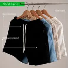 Kit 3 Short Linho Bermuda Mauricinho sarja colorida qualidade premium