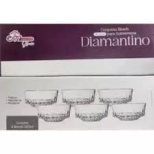 CONJUNTO BOWLS DE VIDRO PARA SOBREMESA 6 PEÇAS VRIDRO 260ML - EM CASA TEM