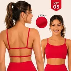 Kit 5 Top Costa Nua Cropped Feminino Academia Fitness Suplex Liso Sem Bojo Alcinha Não Marca