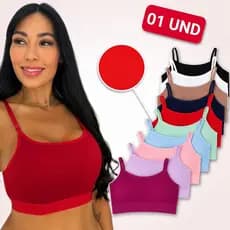 Und. Top Canelado com Bojo Removível Alça Ajustável Fitness Academia